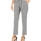 Calvin Klein Women's Windowpane Print Belted Pants Grey Size 4