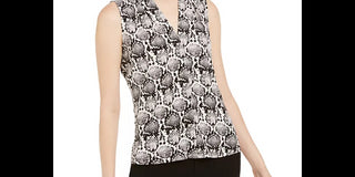 Calvin Klein Women's Sleeveless Snakeskin Print Top Charcoal Size Medium