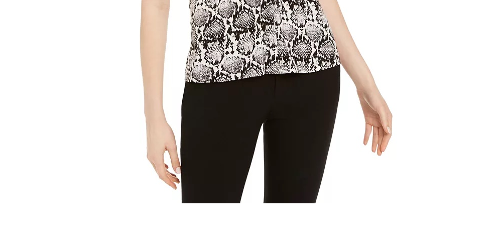 Calvin Klein Women's Sleeveless Snakeskin Print Top Charcoal Size Medium