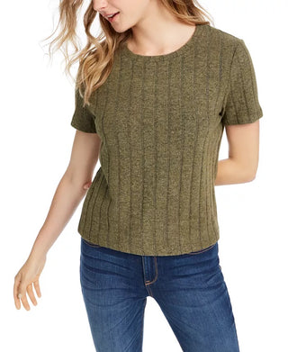 Crave Fame Junior's Cozy Ribbed Top Green Size X-Small