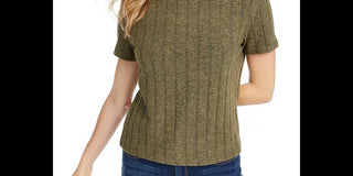 Crave Fame Junior's Cozy Ribbed Top Green Size X-Small