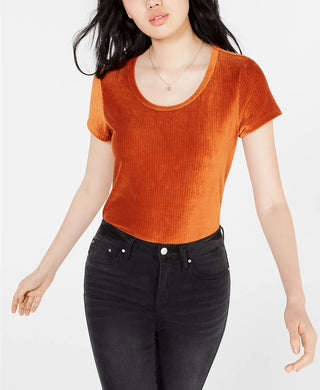 Crave Fame Juniors' Corduroy Top Bright Orange Size Large
