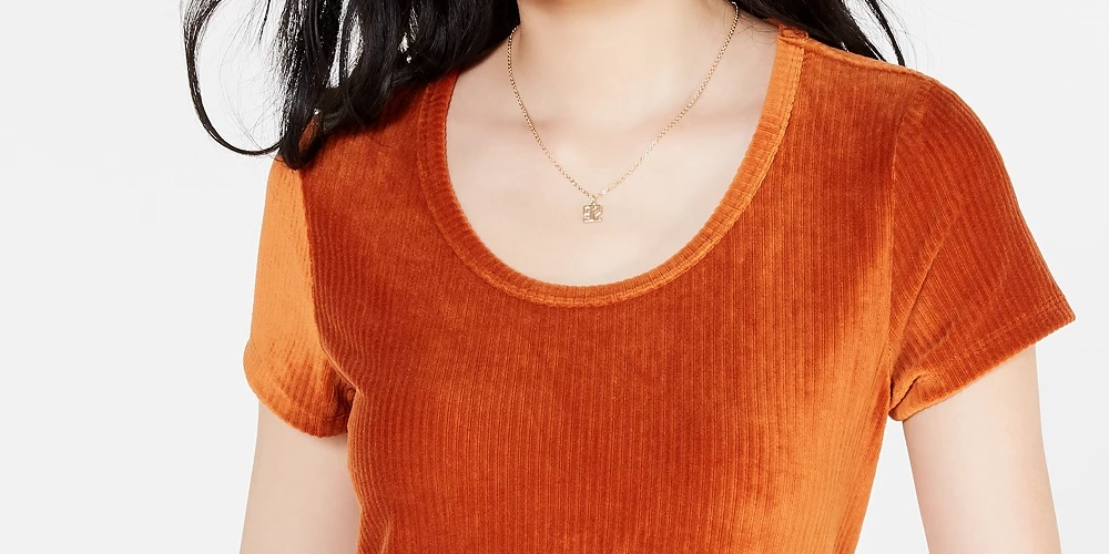 Crave Fame Juniors' Corduroy Top Bright Orange Size Large