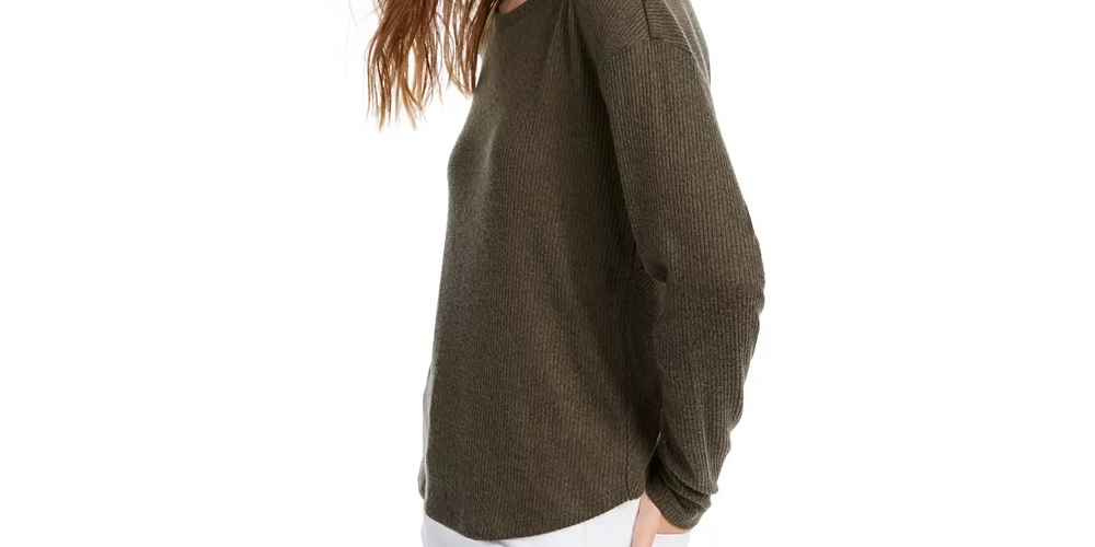 Crave Fame Juniors' Cozy Twist-Back Ribbed Top Green Size Medium