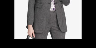 Calvin Klein Women's Herringbone One Button Jacket Grey Size 12 Petite