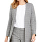Calvin Klein Women's Petite Collarless Plaid Topper Jacket Grey Size 1