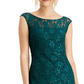 Connected Women's Sequined Lace Slit Gown Dark Green Size 16