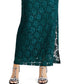 Connected Women's Sequined Lace Slit Gown Dark Green Size 16