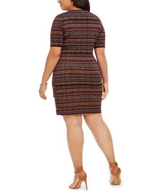 Connected Women's Plus Size Geo-Print Zigzag Sheath Dress Rustcopper Size 18