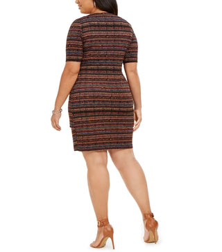 Connected Women's Geo-Print Zigzag Sheath Dress Rustcopper Size 22W