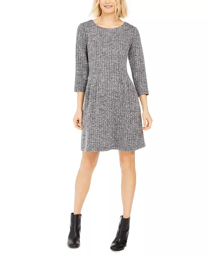Connected Women's Fit & Flare Sweater Dress Grey Size 10