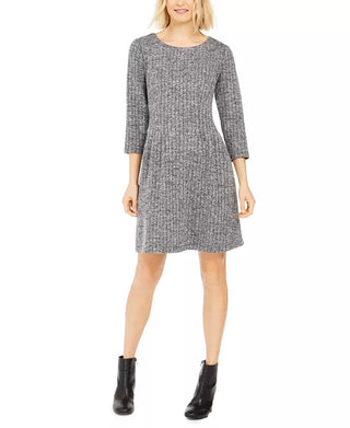 Connected Women's Fit & Flare Sweater Dress Grey Size 10