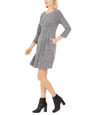 Connected Women's Fit & Flare Sweater Dress Grey Size 10