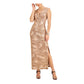 Connected Women's Embroidered Sheath Dress Gold Size 8 Petite