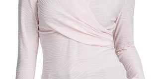 DKNY Women's Textured Surplice-Neck Top Pink Size Medium