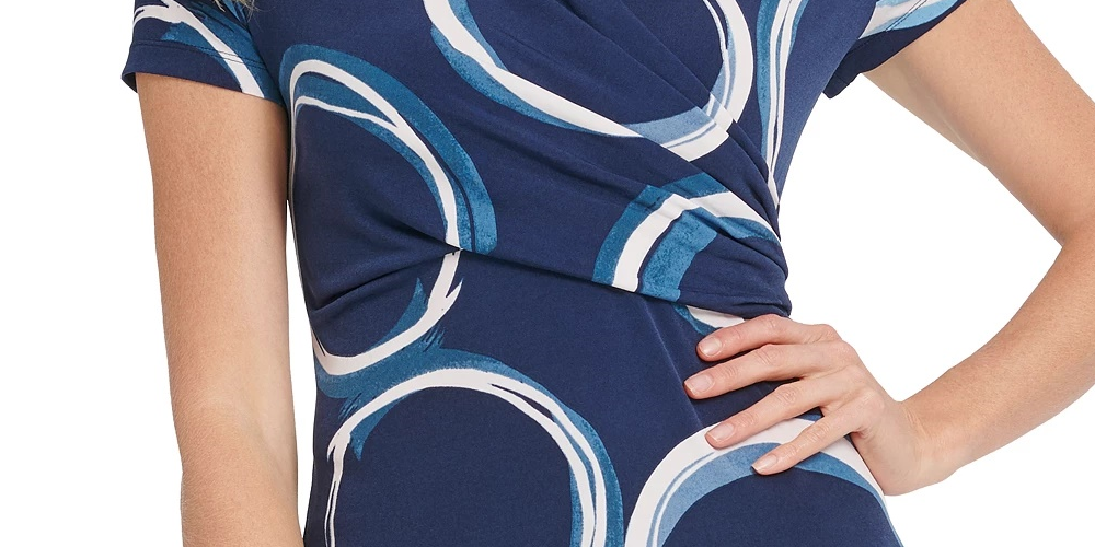 DKNY Women's Side Ruched Top Blue Size X-Large