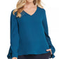DKNY Women's Pleated-Sleeve Blouse Blue Size XX-Large