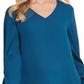 DKNY Women's Pleated-Sleeve Blouse Blue Size XX-Large