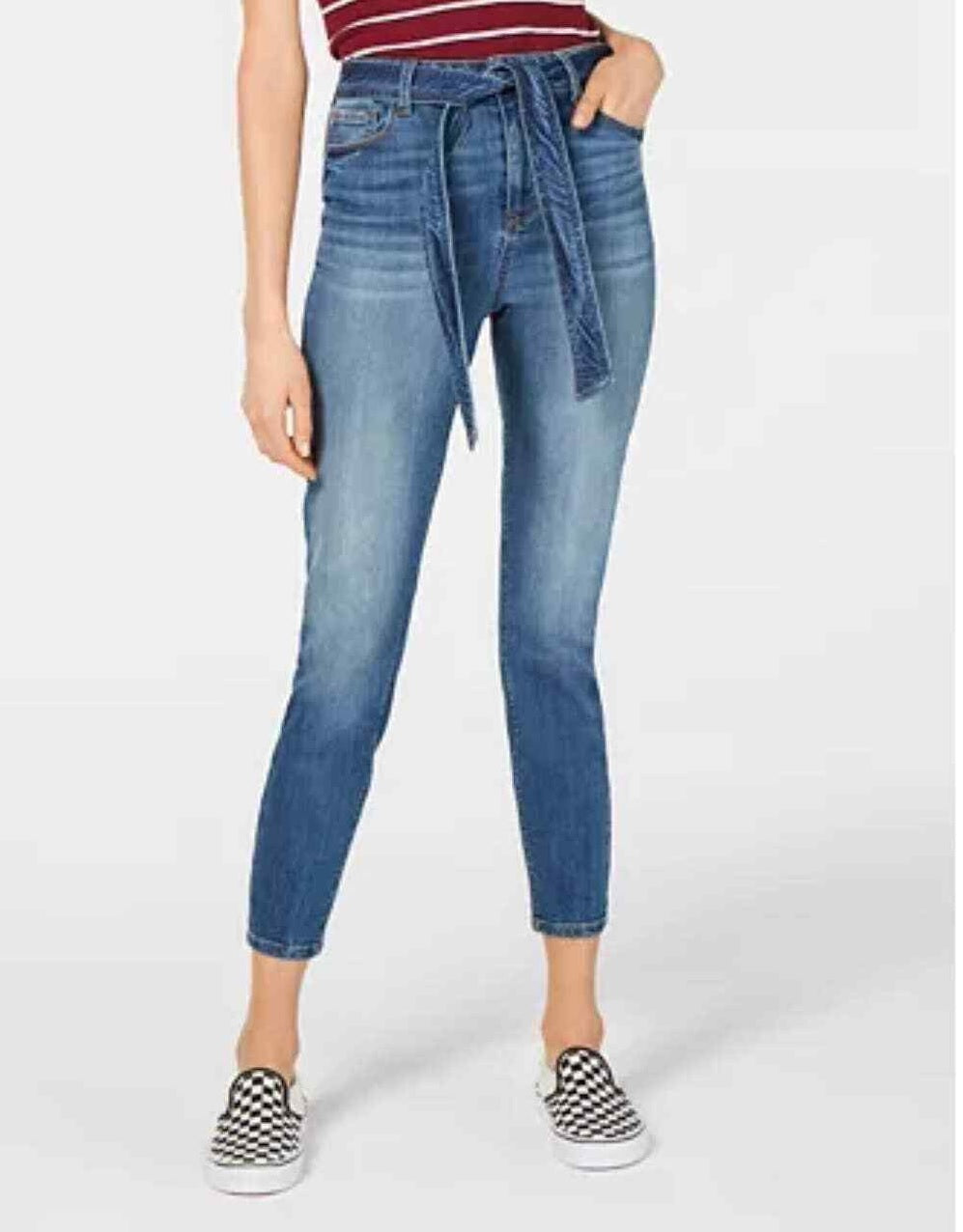 Vanilla Star Women's Belted Cropped Jeans Green Size 11