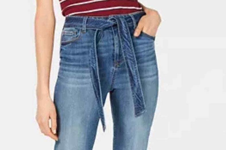 Vanilla Star Women's Belted Cropped Jeans Green Size 11