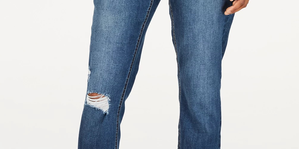 Vanilla Star Women's Ripped Cuffed Jeans Blue Size 7