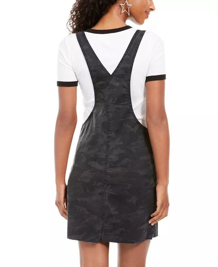 Vanilla Star Juniors' Printed Raw-Hem Camo Skirtall Gray Size 0