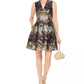 Vince Camuto Women's Metallic Jacquard Fit & Flare Dress Charcoal Size 4