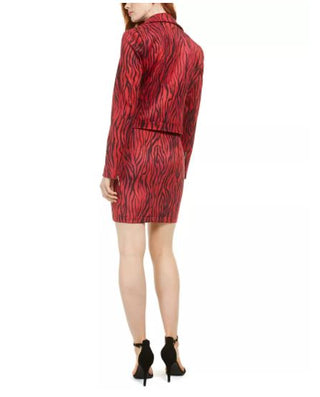 GuessWomen's Kingdom Stripe Print Moto Jacket Red Size Medium