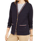 Tommy Hilfiger Women's Striped Trim Cardigan Navy Size 1X