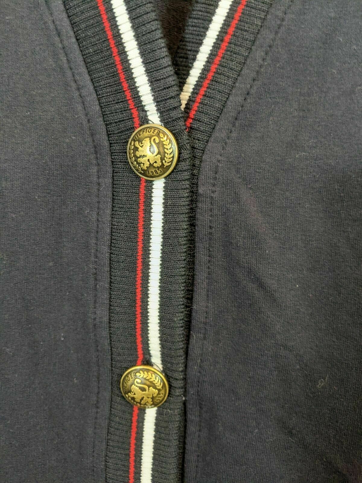 Tommy Hilfiger Women's Striped Trim Cardigan Navy Size 1X