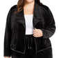 Calvin Klein Women's Contrast Trim Flyaway Jacket Black Size 1X
