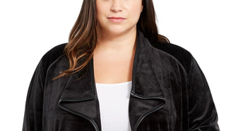 Calvin Klein Women's Contrast Trim Flyaway Jacket Black Size 1X