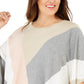 Calvin Klein Women's Plus Size Colorblocked Poncho Sweater Pink Size 2X