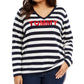 Tommy Hilfiger Women's Plus Size Ivy Striped Logo Sweater Blue Size 2X