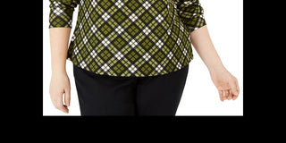 Michael Kors Women's Plus Printed Long Sleeve Top Green Size 2X