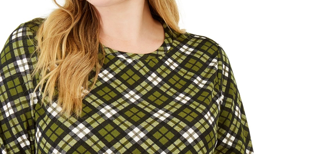 Michael Kors Women's Plus Printed Long Sleeve Top Green Size 3X