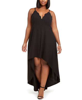 Speechless Women's Trendy Plus Size Scalloped High-Low Dress Black Size 1X