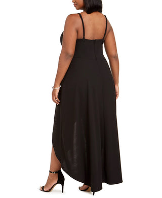 Speechless Women's Trendy Plus Size Scalloped High-Low Dress Black Size 1X