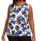Calvin Klein Women's Floral Pleat Neck Top Blue Size 1X