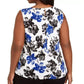 Calvin Klein Women's Floral Pleat Neck Top Blue Size 1X