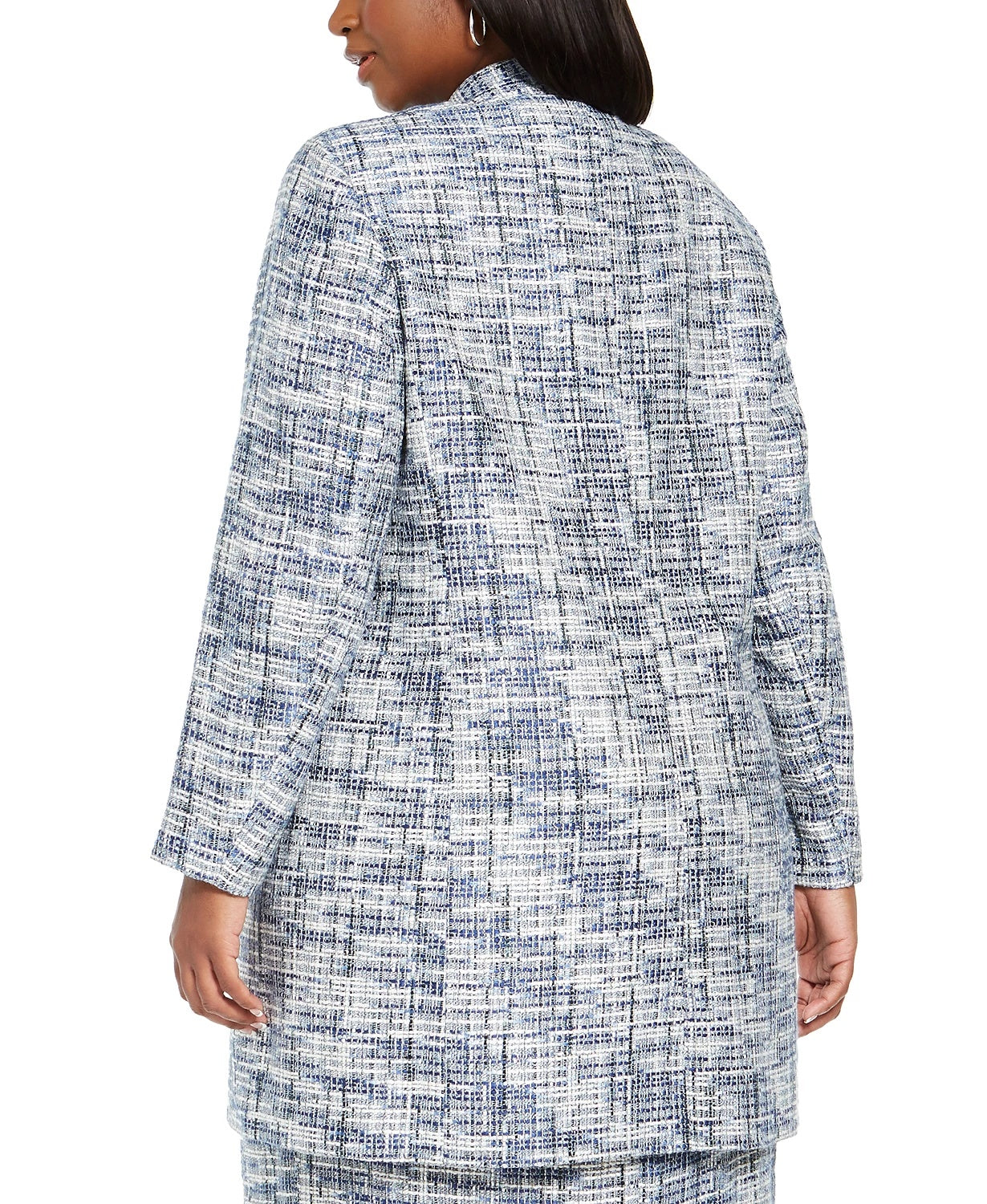 Calvin Klein Women's Tweed Open Front Topper Jacket Blue Size Petite Small