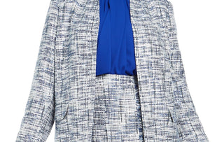 Calvin Klein Women's Tweed Open Front Topper Jacket Blue Size Petite Small