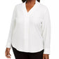 Calvin Klein Women's V Neck Blouse White Size 3X