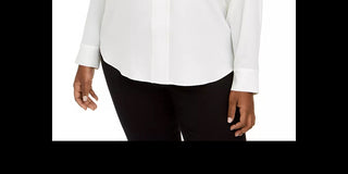 Calvin Klein Women's V Neck Blouse White Size 3X