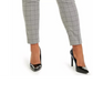 Calvin Klein Women's Plus Size Belted Windowpane-Print Slim-Leg Pants Gray Size 24W