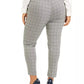 Calvin Klein Womne's Plus Size Belted Windowpane-Print Slim-Leg Pants Gray Size 20W