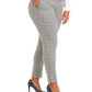 Calvin Klein Womne's Plus Size Belted Windowpane-Print Slim-Leg Pants Gray Size 20W