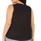 Calvin Klein Women's Plus Size Sleeveless Pleated-Neck Top Black Size 1X