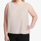 Calvin Klein Women's Pleated Bubble Top Beige Size 1X