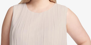 Calvin Klein Women's Pleated Bubble Top Beige Size 1X